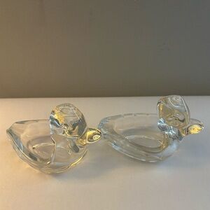 Vintage Duncan & Miller Pall Mall Glass Duck Ashtrays Set of 2